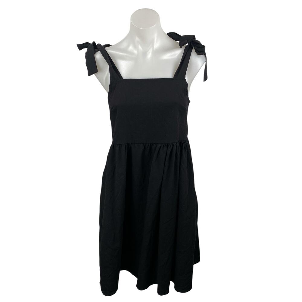 Clarisbelle Women's Black Tie Strap sleeveless Mini Tank Flare A-Line Dress Sz S